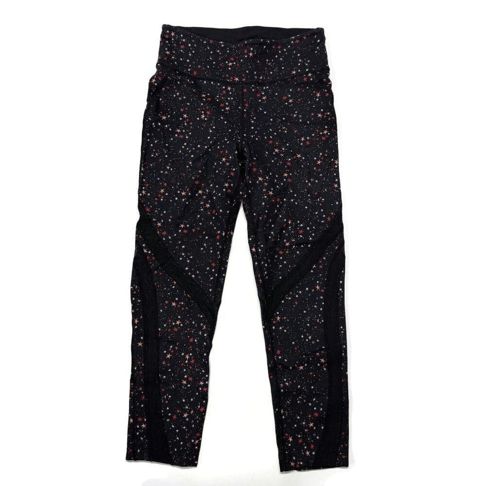 Sweaty Betty Star Print Leggings Mesh Black Womens Small / XS‎ Cropped Yoga